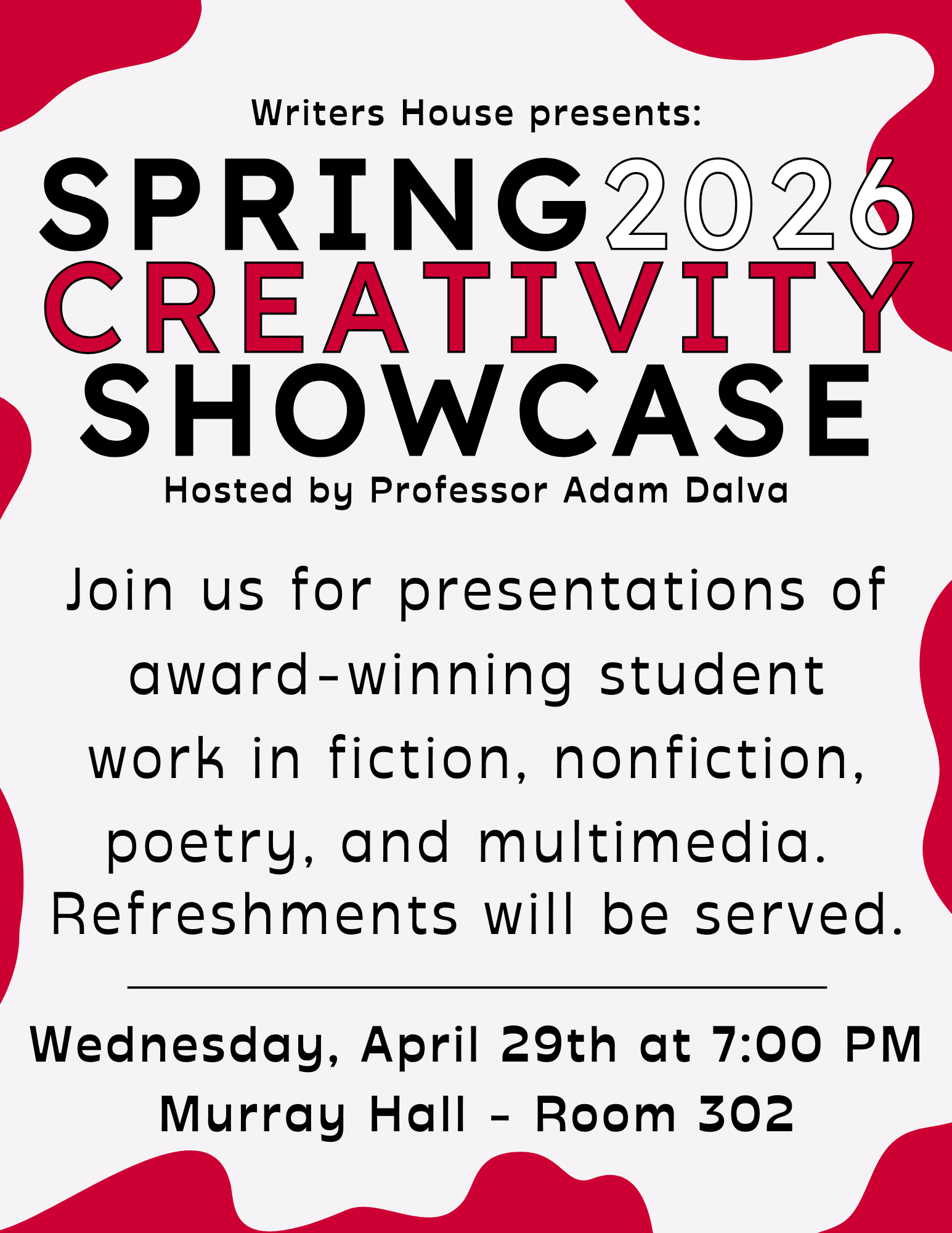 Image - Spring 2026 Creativity Showcase Reading Hosted by Adam Dalva