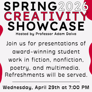 Spring 2026 Creativity Showcase Reading Hosted by Adam Dalva